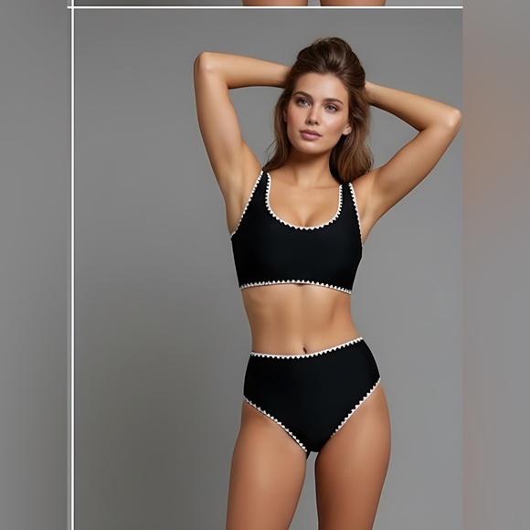 Black Whip Stitch Bikini Swimsuit - Picture 4 of 9